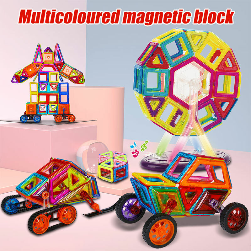 46-168 Uds. Bloques de construcción de bloques bricolaje magnéticos de gran tamaño, Juguetes Educativos de diseño para niños