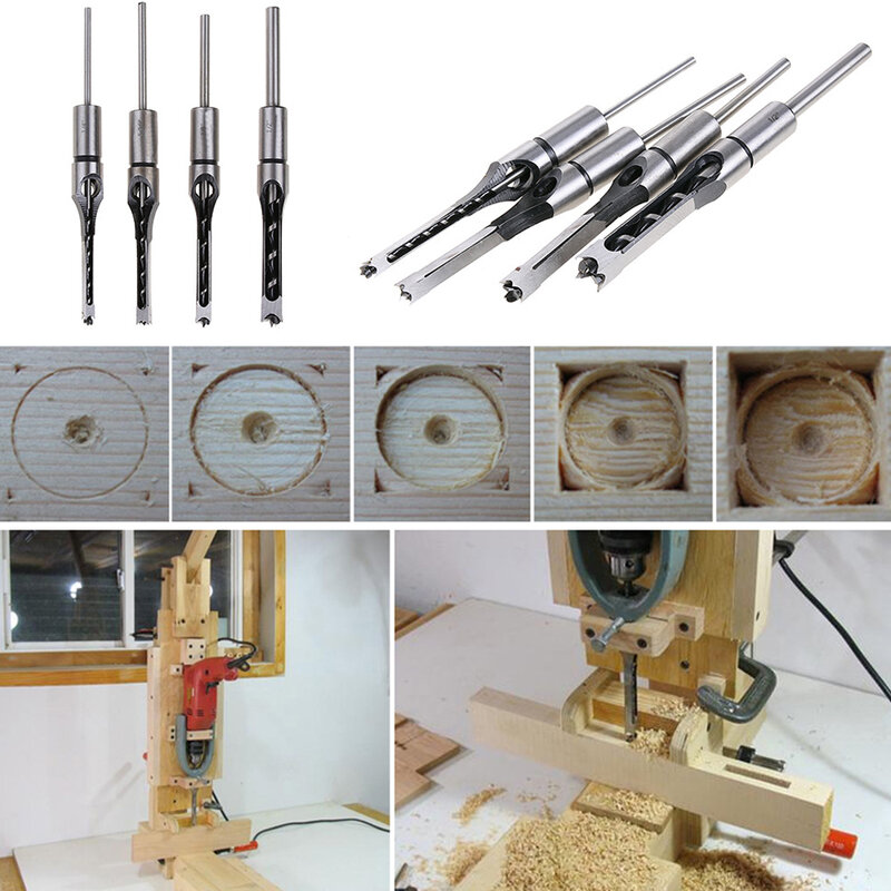 Brocas cuadradas para carpintería, 6,4mm, 8mm, 9,5mm, 12,7mm, posicionador de guía de taladro para agujeros, 1 unidad