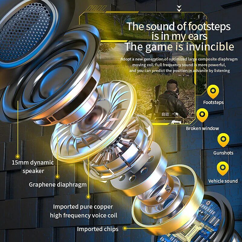 E-sport słuchawki dla graczy 40ms krótki czas oczekiwania TWS Bluetooth 5.1 słuchawki wodoodporne bezprzewodowe słuchawki z redukcją szumów muzyka douszne