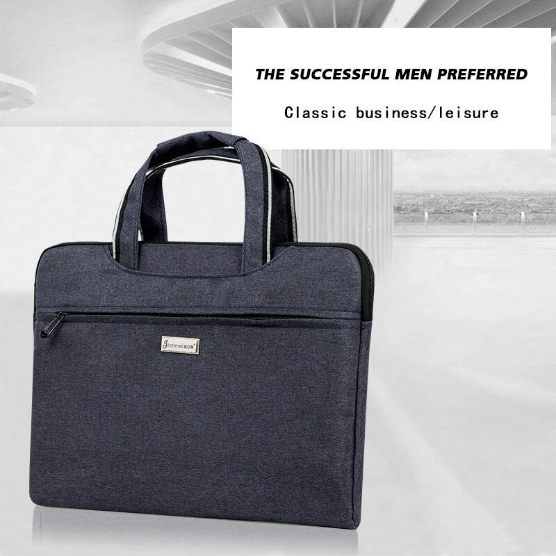ミーティングバッグを収納するための大容量の多層材料を備えたグレーのキャンバスa4オフィスジッパー