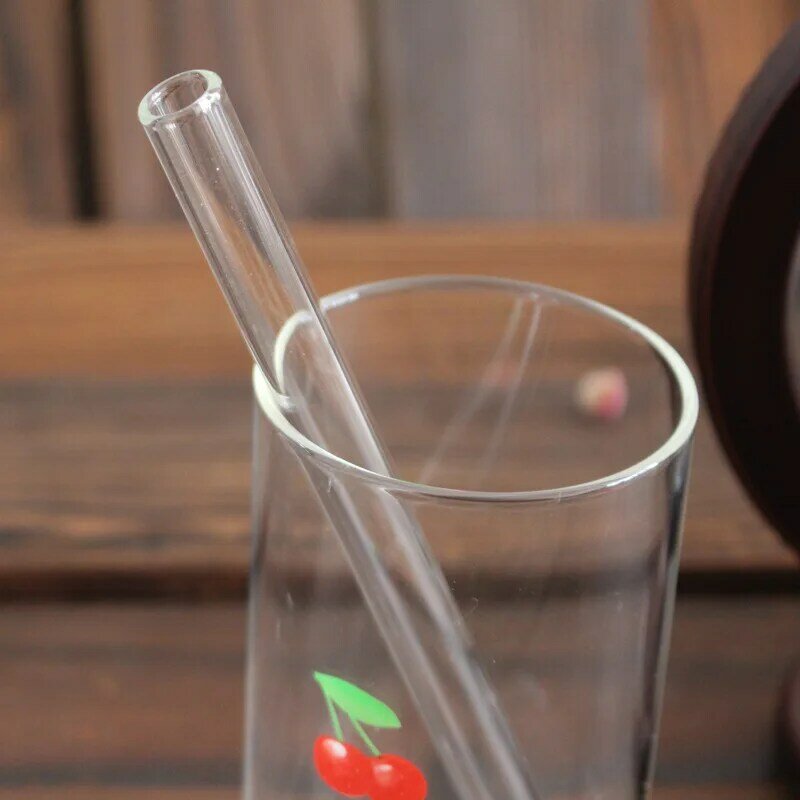 Pajitas reutilizables de vidrio transparente para fiesta de cumpleaños, pajitas gruesas para beber, Artículos de bar, tubo