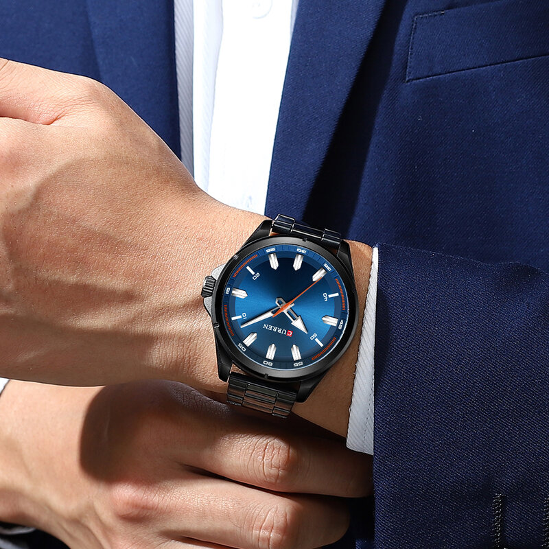 Curren relógio masculino de luxo preto aço inoxidável relógios de pulso masculino esporte relógios para homem quartzo relógio de pulso masculino à prova dwaterproof água 8320