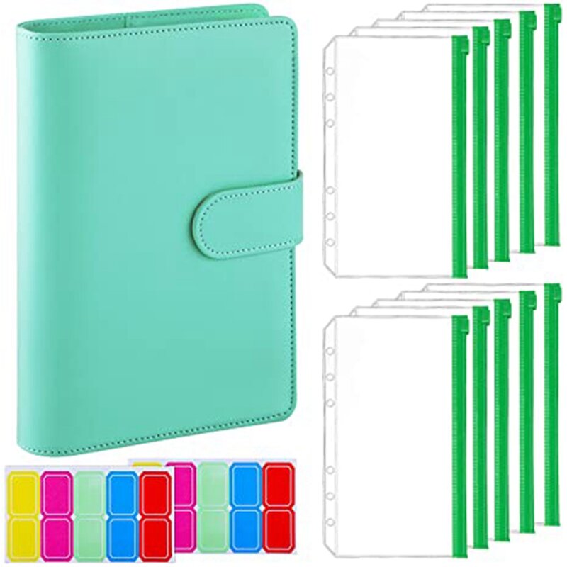 12-Piece A6 Binder Pocket with Notebook Cover, PU Leather Binder Cover, Bill Management, Card Storage