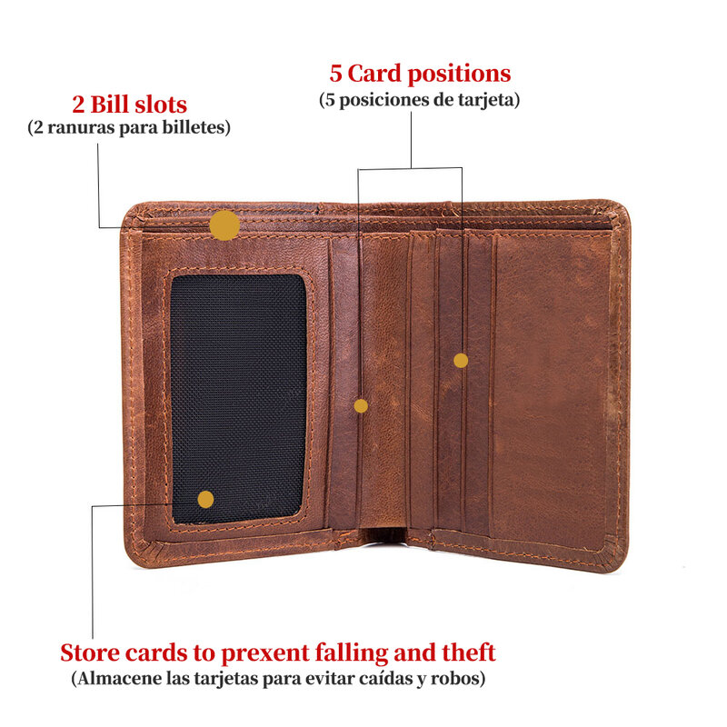 Dascusto Anti-Theft Carving nazwa własna inteligentny portfel dla mężczyzn Vintage oryginalna krótka skórzana portmonetka z kieszonką na zdjęcie prezent świąteczny