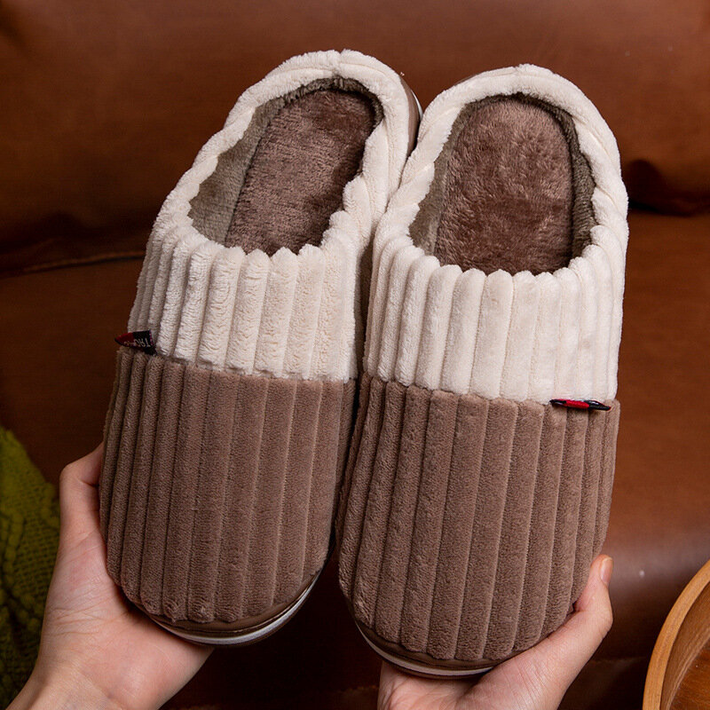 Zapatillas cálidas de Invierno para mujer, pantuflas de hogar de felpa suave de algodón, deslizantes, zapatos de suelo antideslizantes para el dormitorio