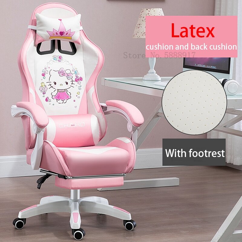 Chaise de gaming confortable et confortable pour filles, inclinable, rose, à la mode, pour ordinateur, café Internet, WCG