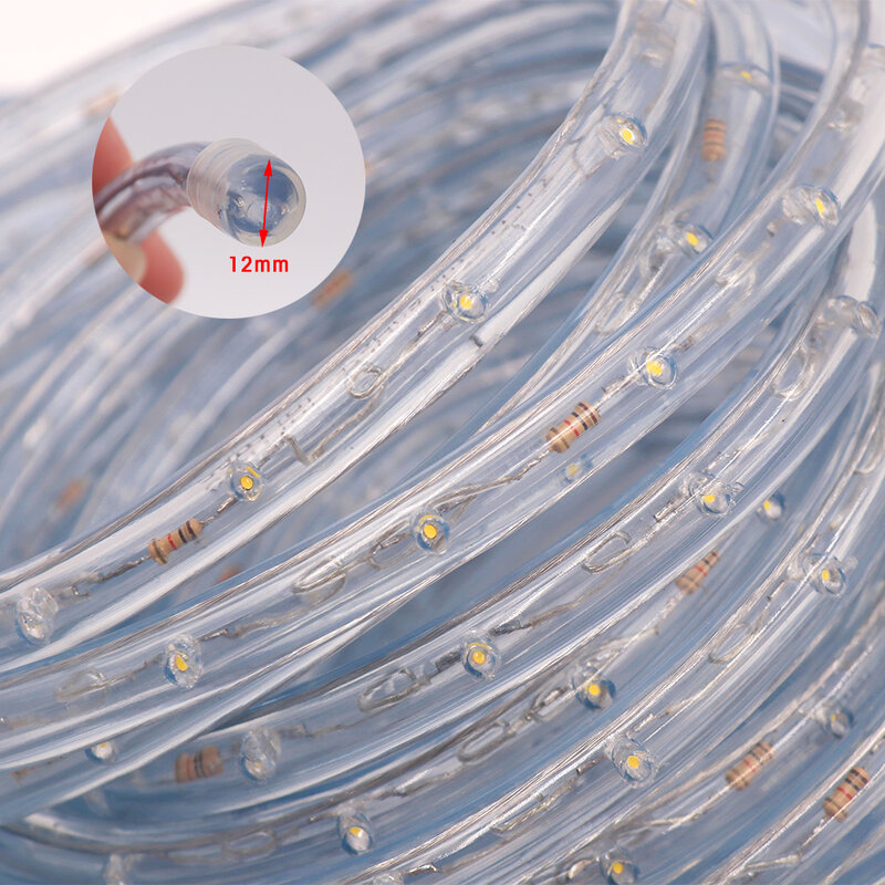 Tira de luces LED de neón para decoración al aire libre, tubo redondo de 2 cables, 220V, 110V, RGB 360, cuerda flexible resistente al agua