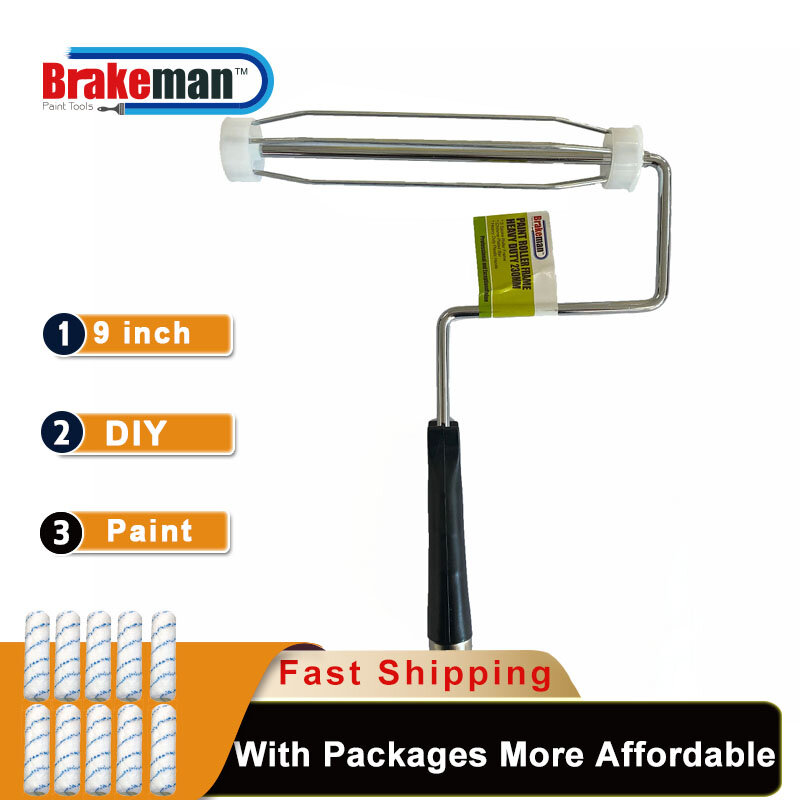 BRAKEMAN 9 inch 230mm Paint Roller Frames Accessories Home DIY Painting Roller Cover Wall Treatments Large Jobs