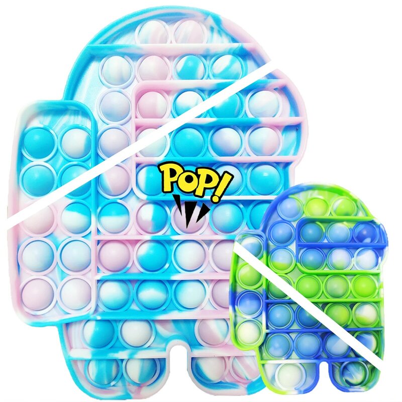 Big Size Push Bubble Zintuiglijke Fidget Speelgoed, grote Tie-Dye 58 Pops Speciale Behoeften Stress Reliever Voor Kids Volwassenen (2Pack)