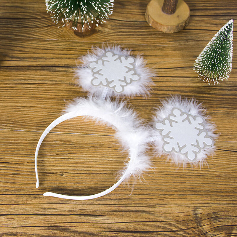 Nowe świąteczne mysie uszy z pałąkiem na głowę Snowflake Festival cekiny łuki Hairband dziewczyny akcesoria do włosów dla kobiet DIY Xmas Party