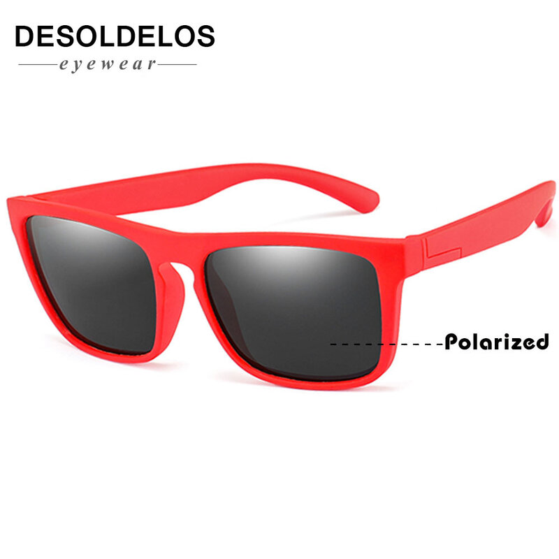 Óculos de sol infantil polarizado, óculos escuros quadrados com proteção uv400