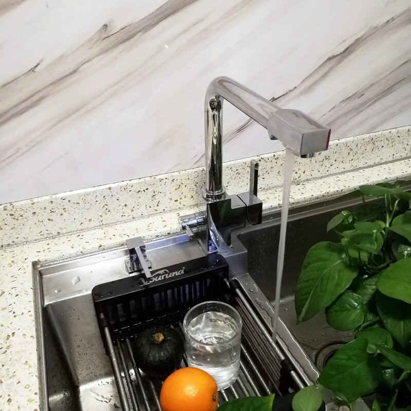 VOURUNA Quadrat Schwenker Reines Wasser Filter Tap Tri Flow Waschbecken Mixer Wasserhahn Küche 3-Weg Massivem Messing Chrome