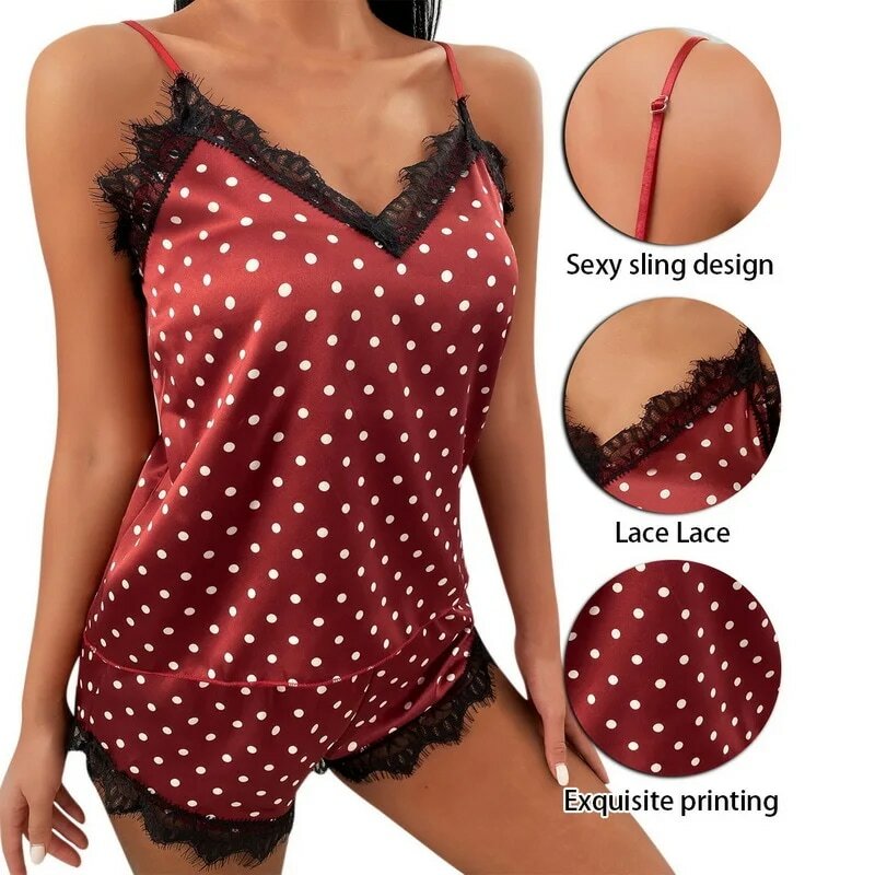 Wenyujh 2021 moda feminina sexy halter lingerie cílios renda polka dot sling lingerie conjunto sexy senhoras rendas robe lingerie