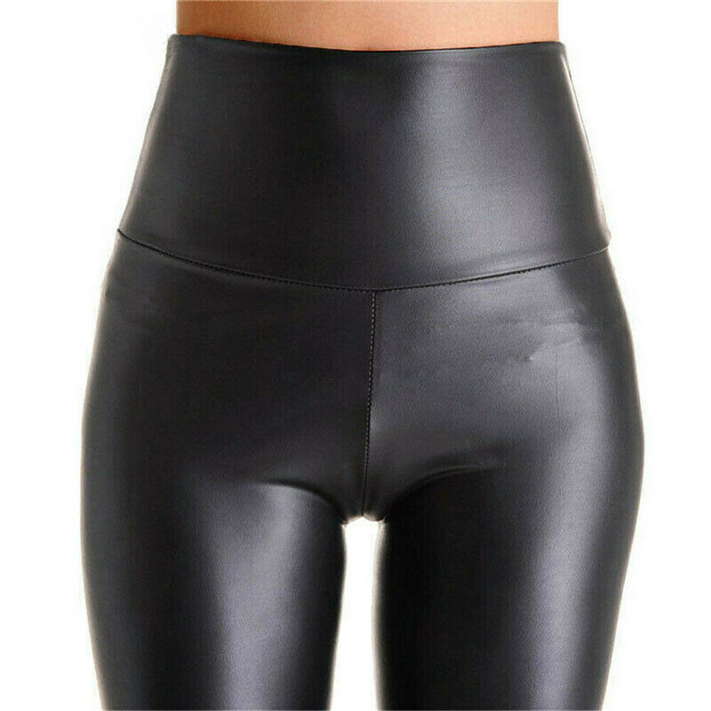 Leggings de couro falso para mulheres, verão, preta, cintura alta, skinny, push up, leggings sexy, elásticas, para moças, leggings elásticas
