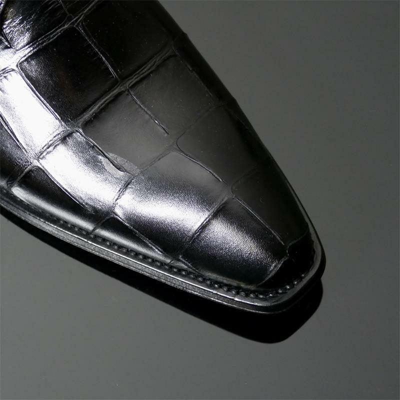 Moda męska Casual Business buty galowe Handmade Solid Color PU klasyczny wzór krokodyla sznurowane buty Oxford 3KC471