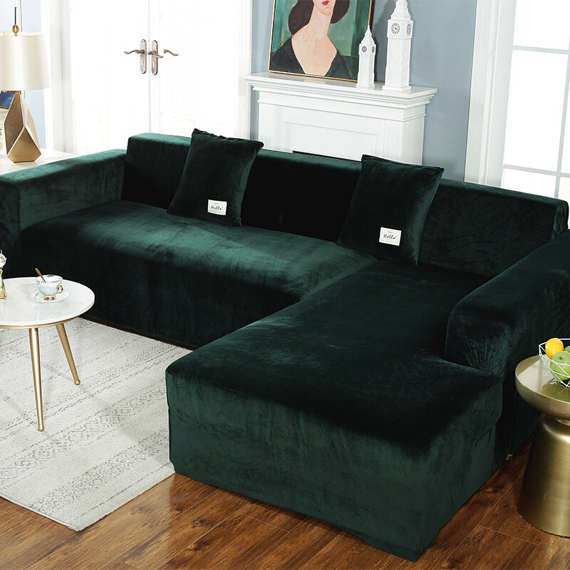 Capa de sofá em forma de l de veludo macio, capa de sofá, elástica, mobília, sala de estar, esticável, capa de sofá, casa, hotel