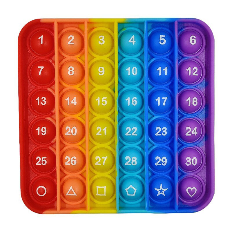 Fitget Toys Rainbow Game for Adult Kid Push Bubble Fidget Sensory Toy Autism Special Needs Stress Reliever Letters Simple Dimple