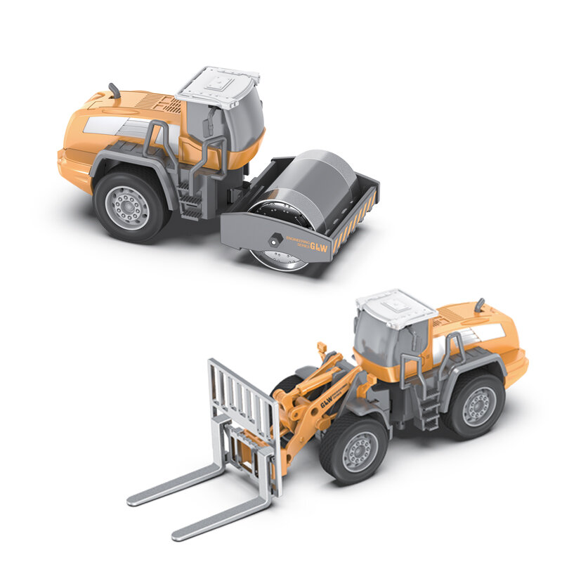 Ingegneria rullo compressore Bulldozer modello auto carrello elevatore pala caricatore 1:55 giocattoli regalo testa in lega può essere sostituito per bambino 1 Set