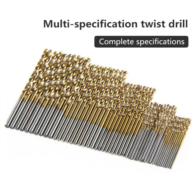 1/1.5/2/2.5/3 mm 50 pieces of titanium coated drill bit High quality power tool High quality high speed steel drill bit set tool