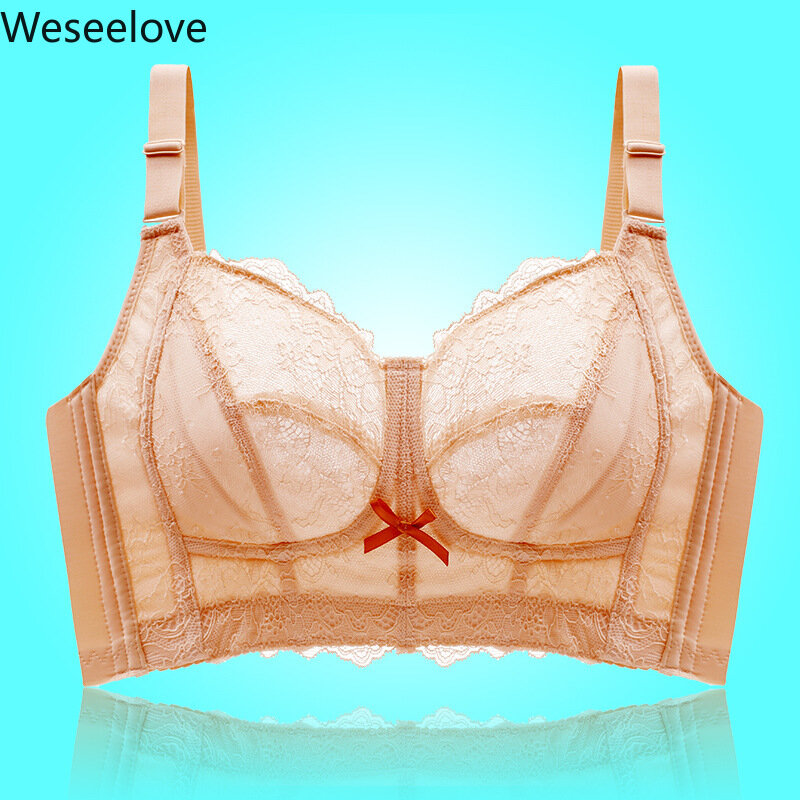 Weeelove-Bralette de encaje de talla grande para mujer, Top fino, sujetador sin aros, X53-1