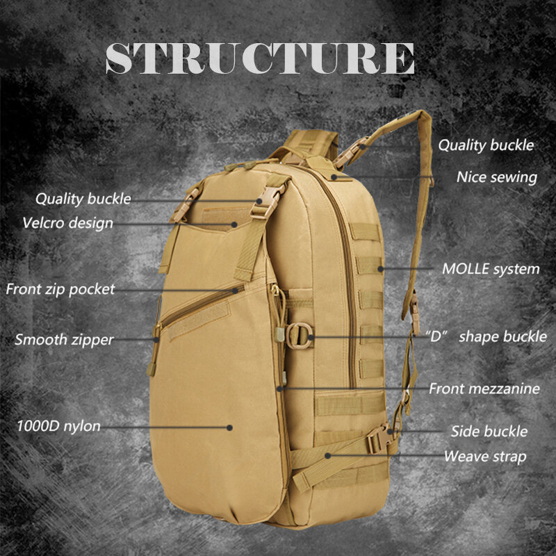 BOWTAC New Military Bag 45L Military Tactical Backpack Mountaineering Hiking Camping 3P Soft Bag Outdoor Travel Backpack Men