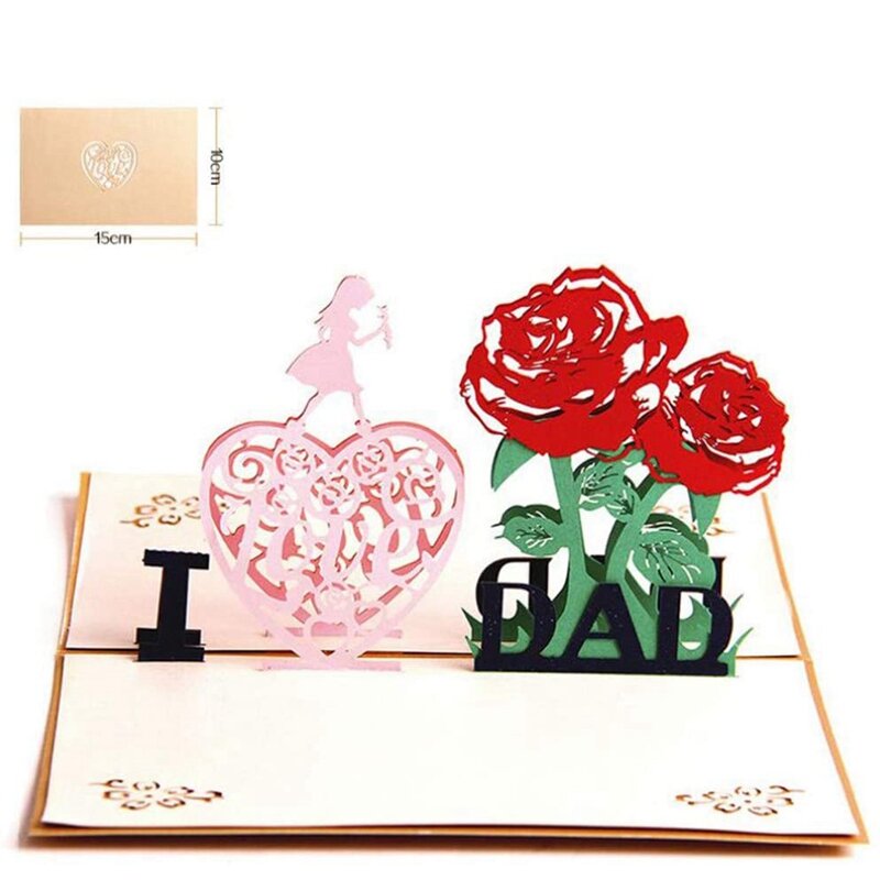 Tarjeta postal del Día del Padre 3D, escultura de papel hueca creativa hecha a mano, tarjeta de felicitación adecuada para postal de bendición del Padre