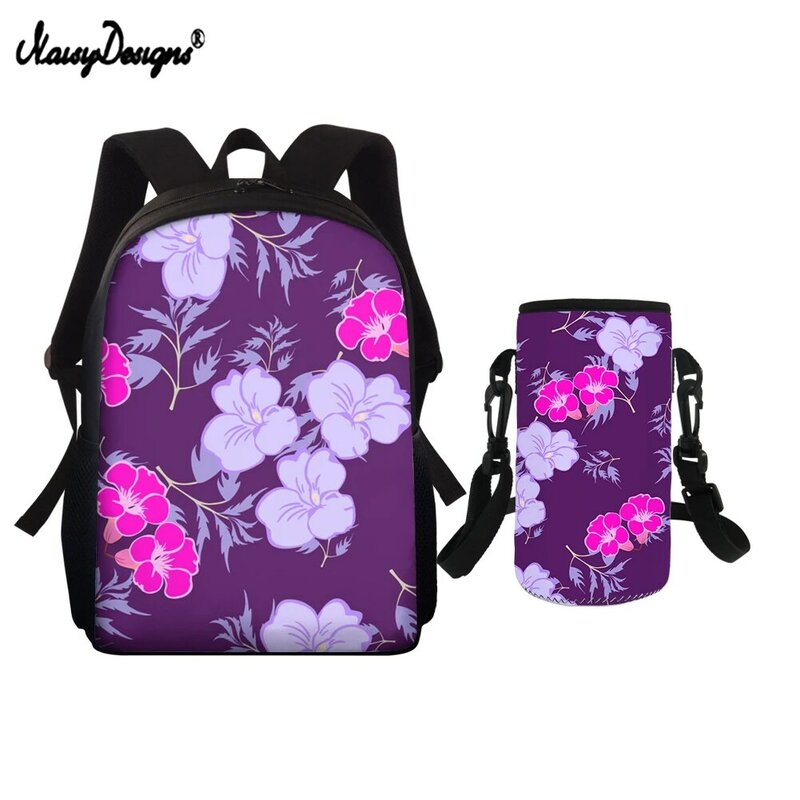 Noisydesigns de volta à escola polinésia hibiscus plumeria impresso mochila crianças mochila escolar adolescente meninas daypack mochila escolar