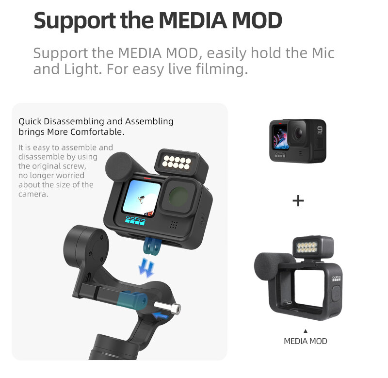 INKEE – FALCON Plus stabilisateur de caméra d'action à cardan 3 axes portatif, Anti-secouement, commande sans fil pour caméras GoPro/OSMO Insta360