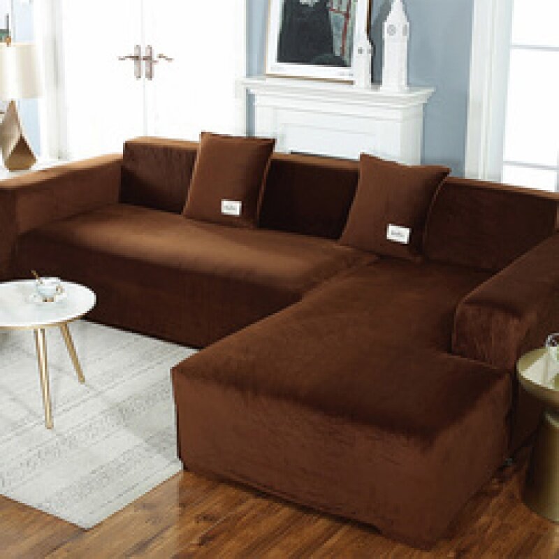 Бархатный Чехол на диван для гостиной, плюшевый эластичный чехол на Угловое кресло, чехол на 4-местный диван