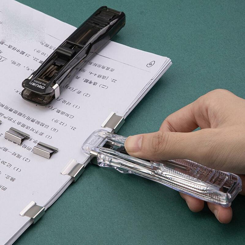 Agrafeuse Portable réutilisable, 1 ensemble Mini Clip en métal, dernière fixation de papier, agrafeuse de bureau, fournitures de pinces à pression d'organisation A1Z7