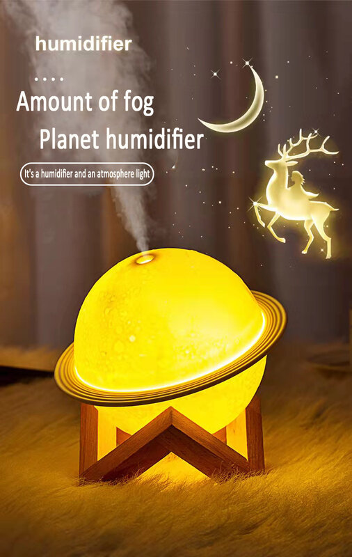 Hot-selling Moon Light Humidifier USB Night Light Rechargeable Desktop Planet Light Purifier Romantic and Beautiful Starry Sky