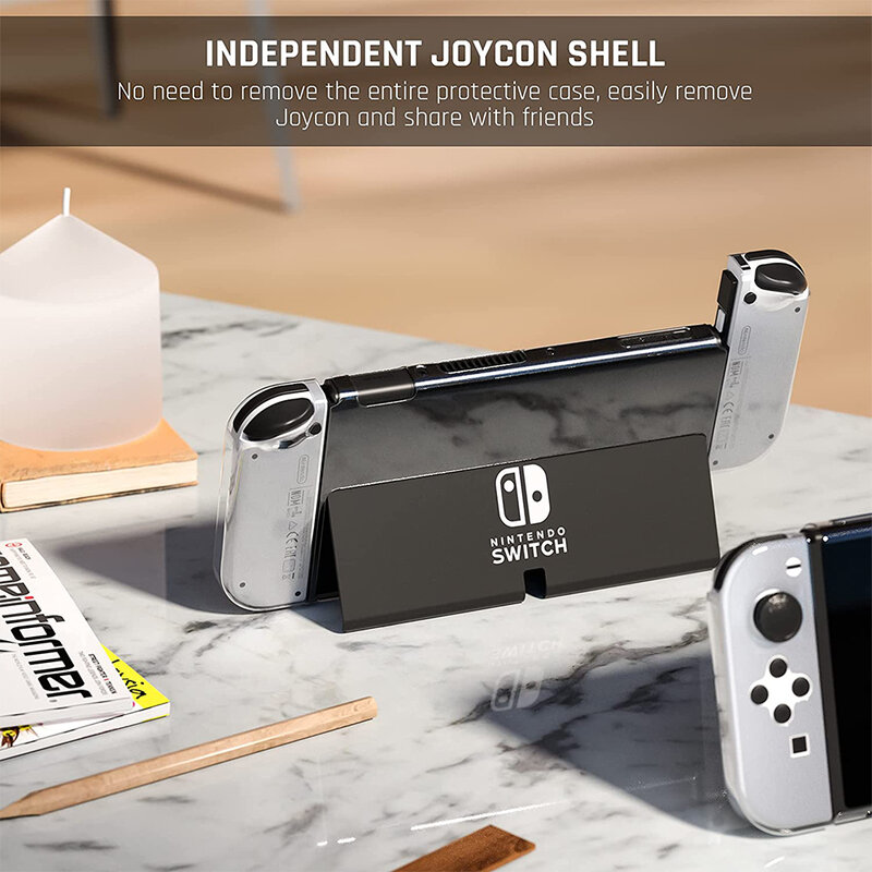 Casing Pelindung Keras Penutup Transparan Kompatibel untuk Nintendo Switch OLED Cangkang Kristal TPU Lunak untuk Pelindung Layar Switch Joycon