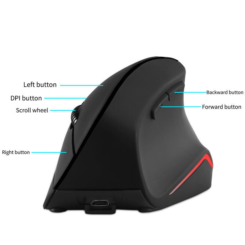 Mouse verticale ergonomico ricaricabile per Computer da gioco Mouse Wireless USB Mouse ottico da polso da ufficio Mouse sani per PC Gamer