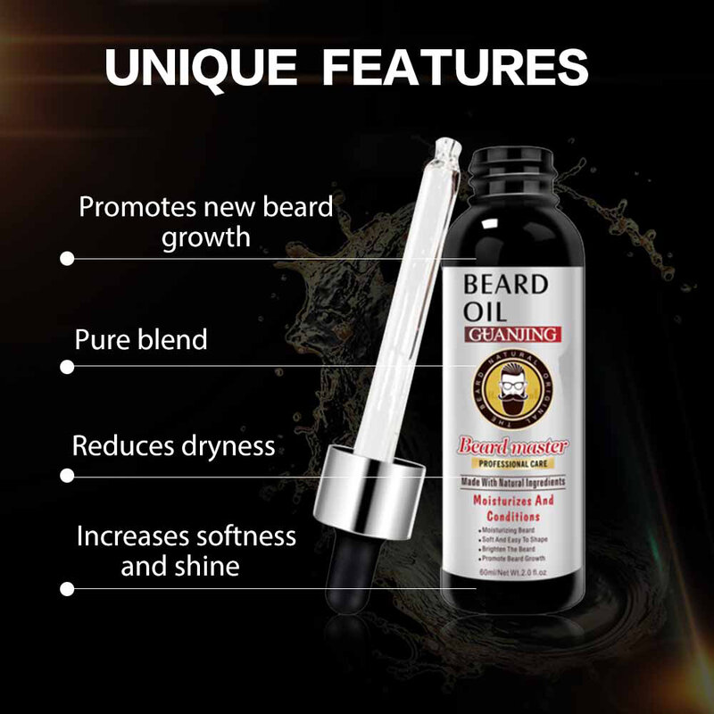 Effective Beard Growth Oil Thicken More Full Hair Beard Essential Oil for Men Natural Plant Treatment Beard Nourishing Liquid