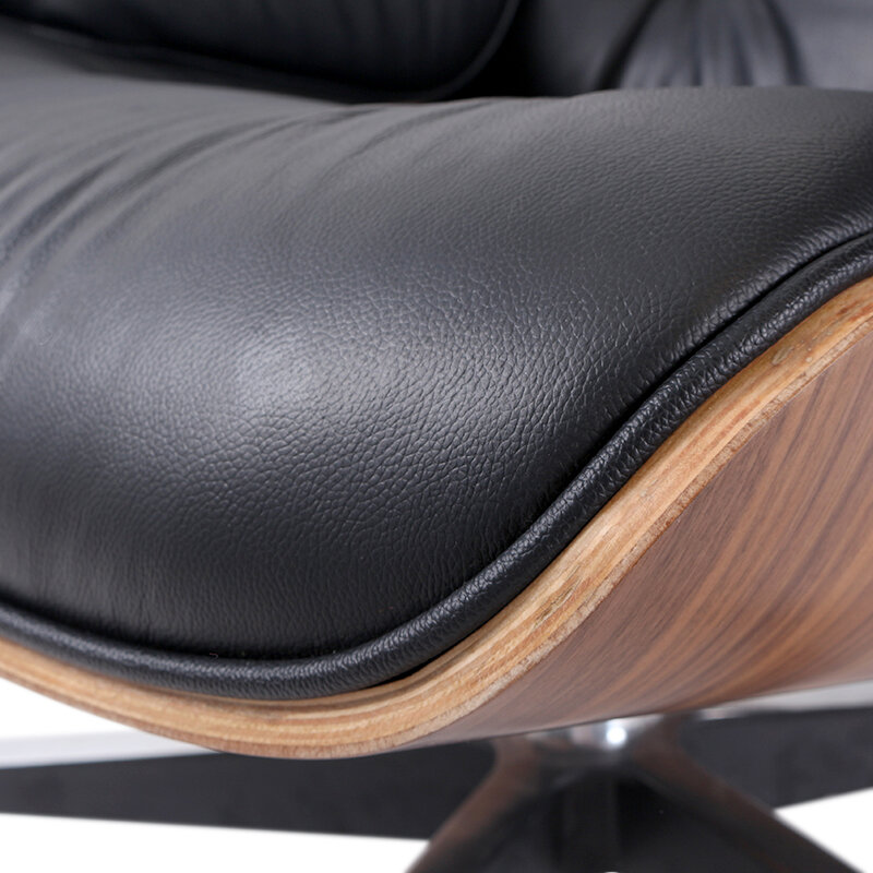 Poltrona moderna di Design in pelle di metà secolo mobili per soggiorno sedia a sdraio con accento reclinabile girevole Charles con pouf