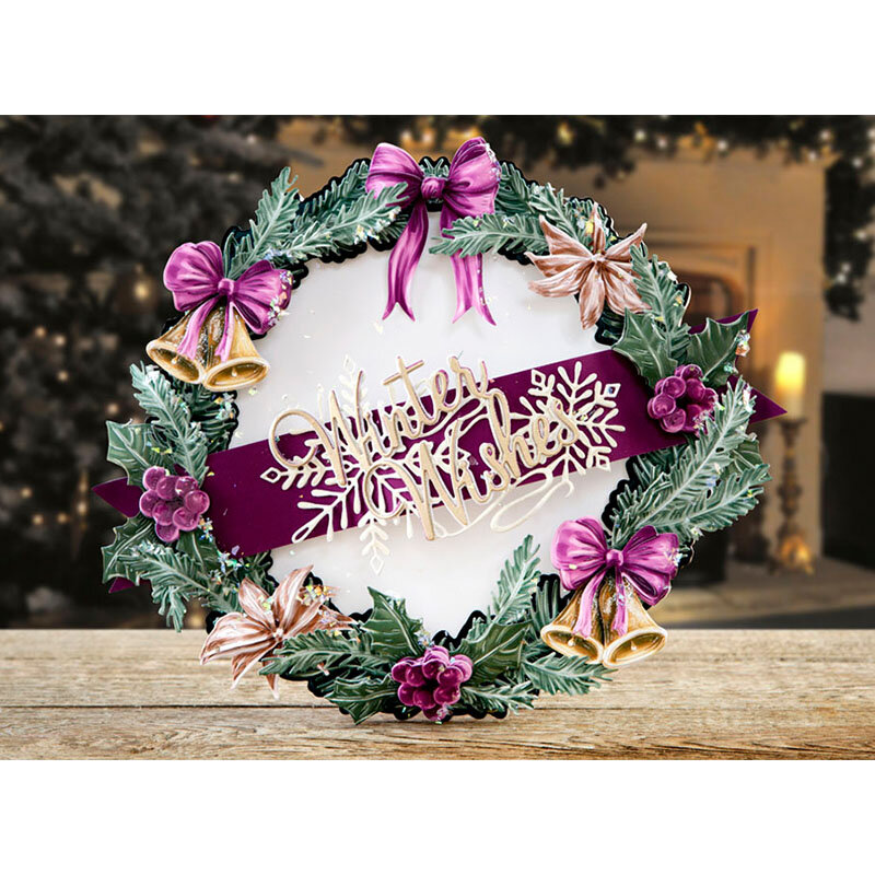 Winter Wishes Metal Cutting Dies Snowflakes+Winter Wishes Die Cuts For Card Making DIY Album Decoration Embossed Crafts Cards