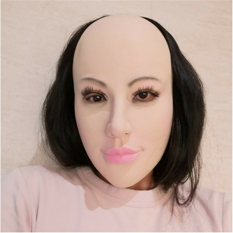 Realistic Sexy Female Masks Latex Sunscreen Mask Sexy Women Skin Masquerade Mask Transgender Half Covered Mask Role Play