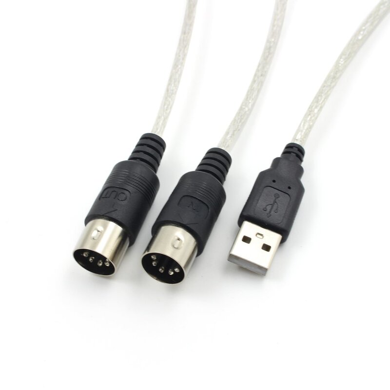 USB MIDI Cable Converter คีย์บอร์ด PC ใหม่2M ไปยัง Music Keyboard Cord USB IN-OUT MIDI Interface สีดำสายเคเบิลอะแดปเตอร์