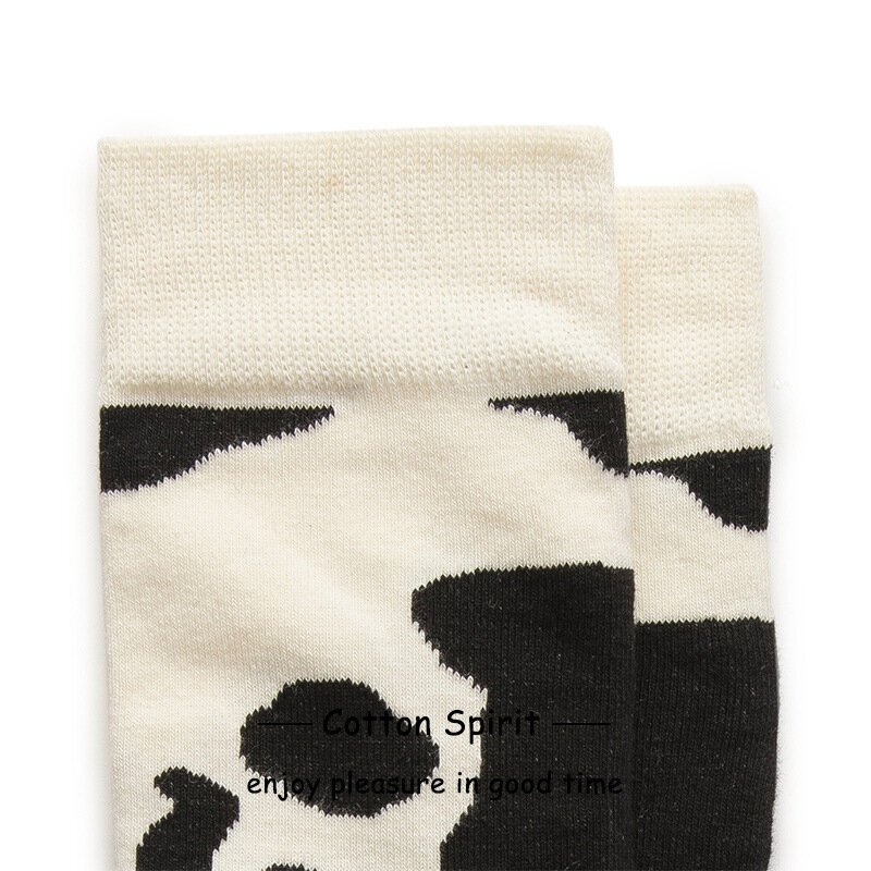 Meias com estampa de vaca adoráveis estilo japonês meias de algodão femininas tendência inverno meias quentes