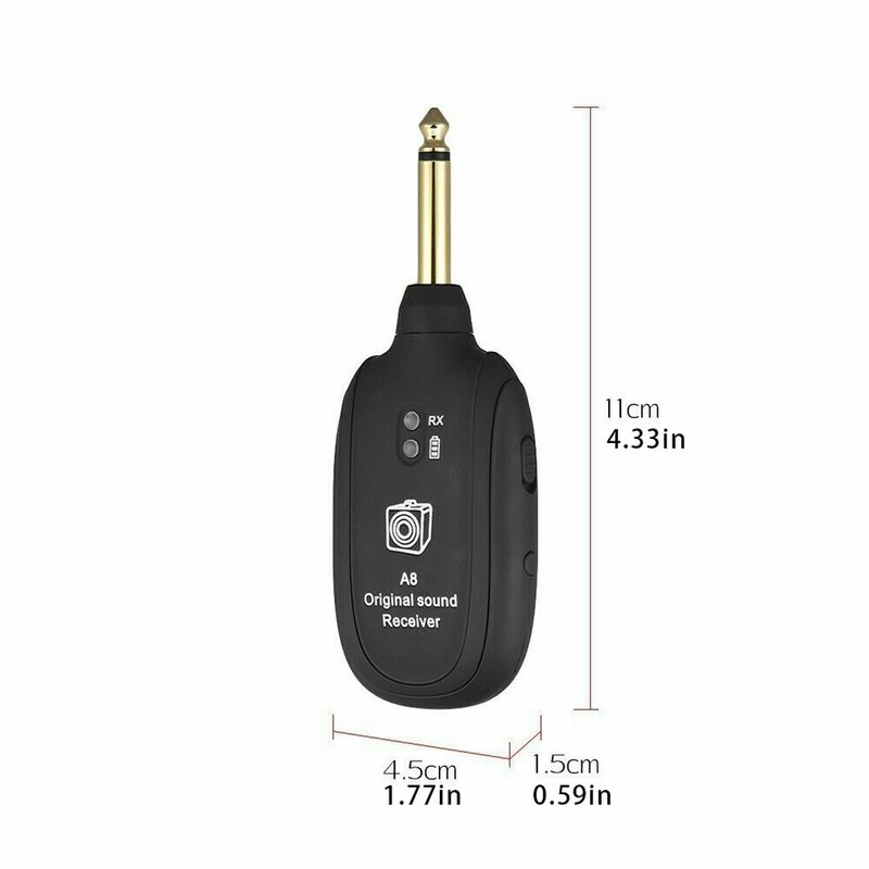 A8 UHF Wireless Guitar System Transmitter Receiver 50M UHF Guitar Wireless System Transmitter Receiver Built-in Rechargeable