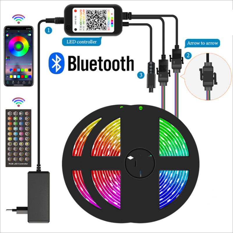 Nowe paski LED z Bluetooth światła RGB SMD 5050 30M DC 12V elastyczna taśma diodowa IP20 dekoracja salonu taśmy Led