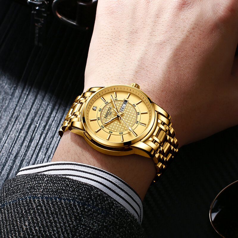 Reloj de negocios NIBOSI de acero inoxidable para hombre 2020, reloj de pulsera de cuarzo resistente al agua con fecha de semana, reloj Masculino