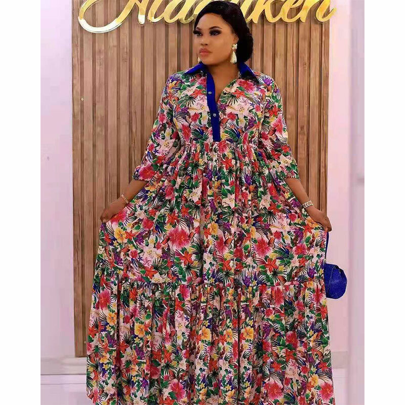 폴카 도트 아프리카 허리 드레스 + 홀터 스커트 투피스 세트, 2021 여름 아프리카 신제품