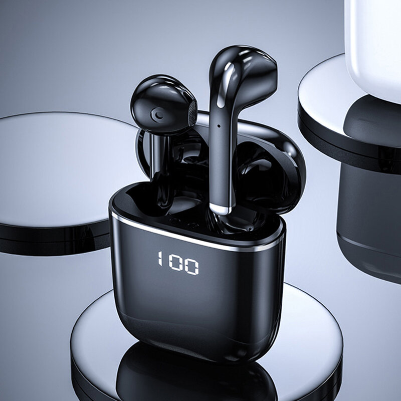 Fone de ouvido TWS Bluetooth 5.0 Fone de ouvido sem fio com microfone 9D estéreo para jogos esportivos Fones de ouvido à prova d'água Fones de ouvido com caixa de carregador conduzida