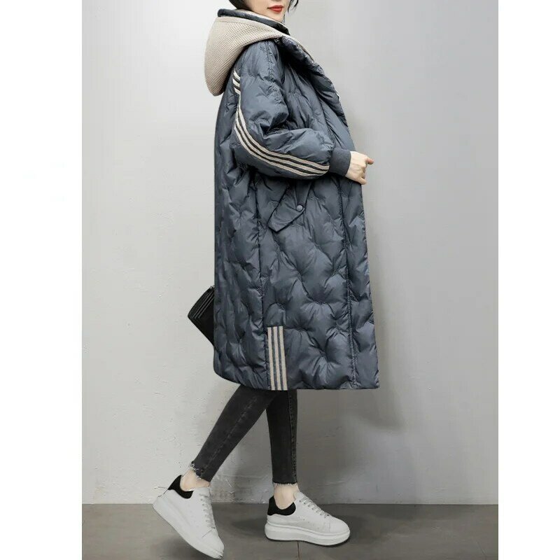 Женский длинный пуховик с капюшоном, теплая короткая куртка на осень и зиму, 2021