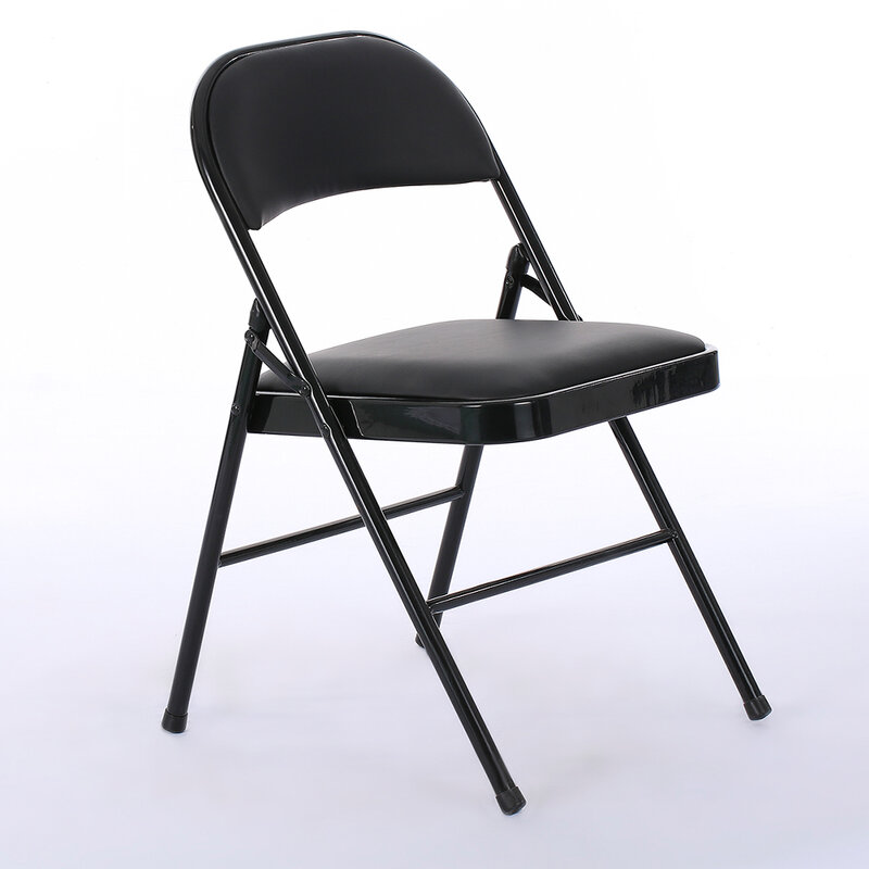 4個 (40 × 45 × 78) センチメートルエレガントな折りたたみ鉄 & pvc椅子学校の椅子コンベンション展示黒