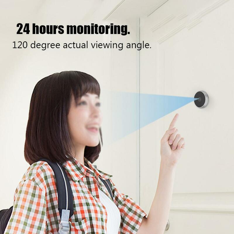 Mirilla de puerta digital con vídeo, cámara de 120 grados con visor y timbre, para puerta exterior con campana y ángulo