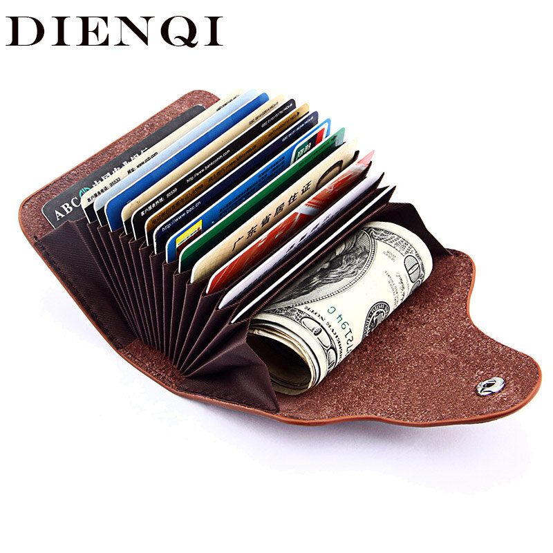 DIENQI – portefeuille en cuir véritable pour hommes et femmes, porte-cartes, Mini loquet, court, triple, 2021
