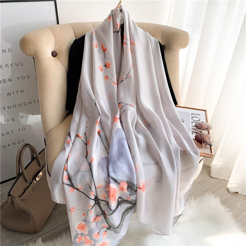 Luxury Brand Silk Scarf Women Letter Fashion Print Shawls and Wraps New Simple Lady Long Large Pashmina Sunscreen Scarves Hijab