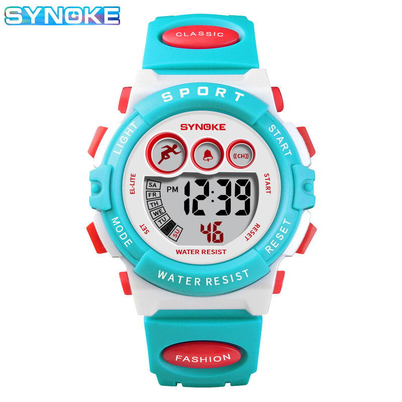 Часы SYNOKE детские электронные, водонепроницаемые яркие светодиодные, цифровые для мальчиков и девочек, подарок, 50 м